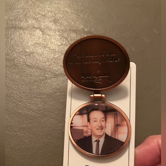 Disney Pin Locket Style:Walt Disney Pic Inside & Iconic Castle etched on Front - Picture 5 of 5